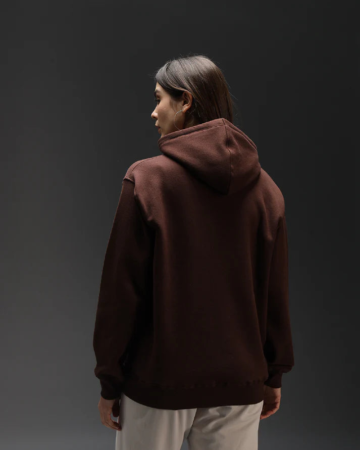 CHOCOLATE BROWN OVERSIZED COTTON FLEECE HOODIE