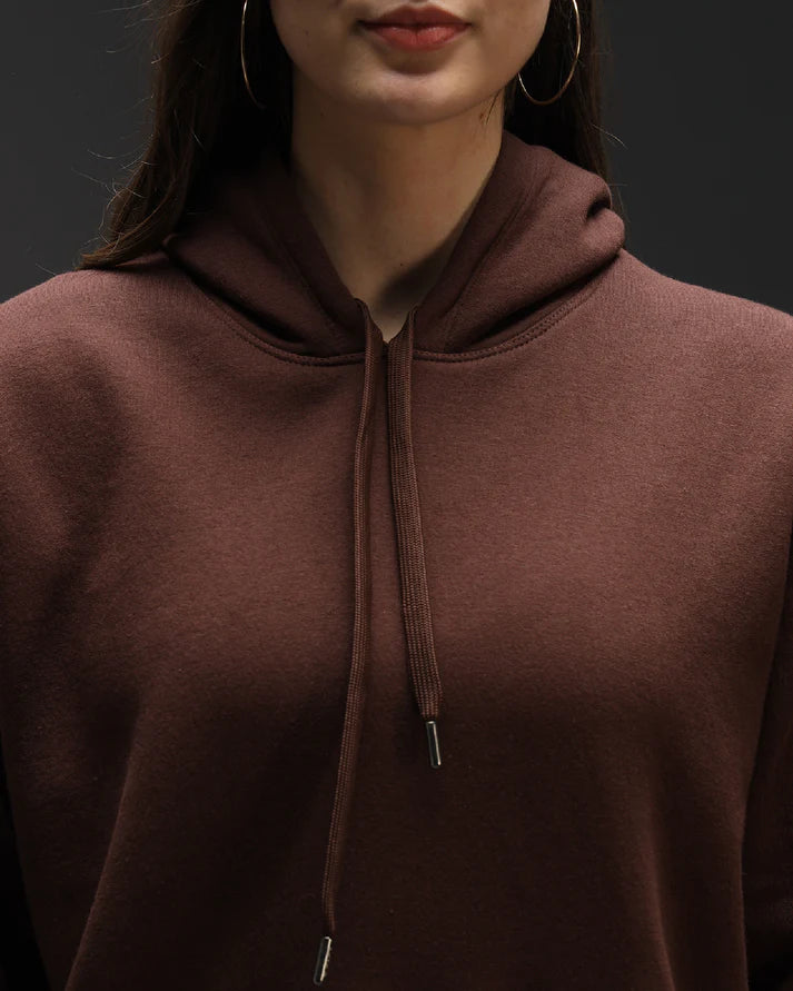 CHOCOLATE BROWN OVERSIZED COTTON FLEECE HOODIE