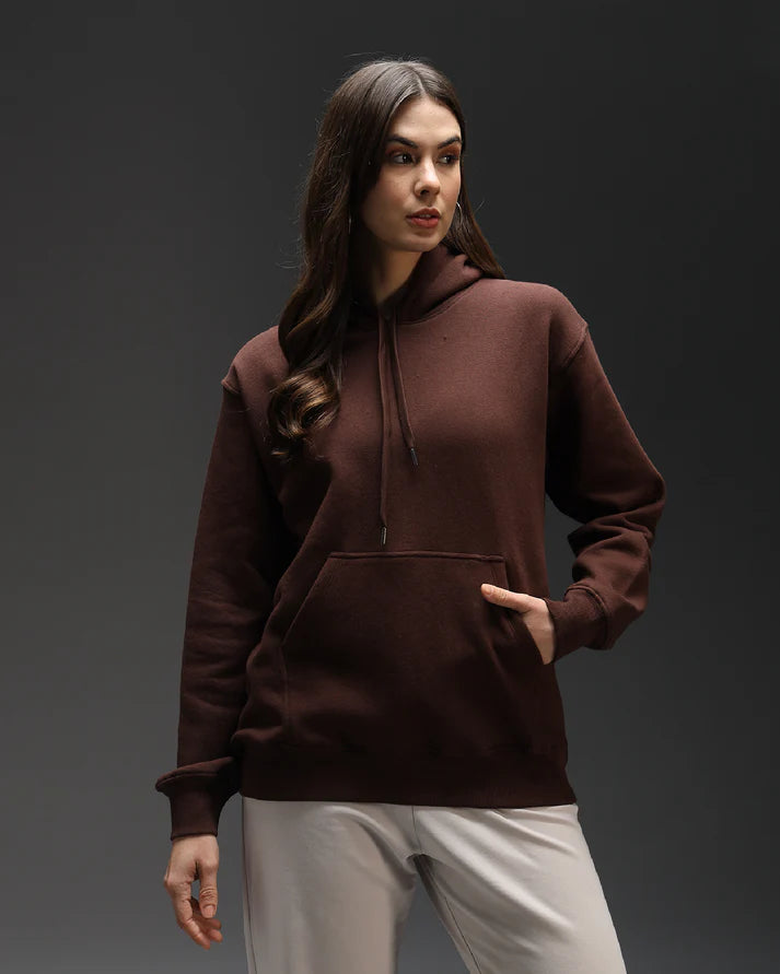 CHOCOLATE BROWN OVERSIZED COTTON FLEECE HOODIE