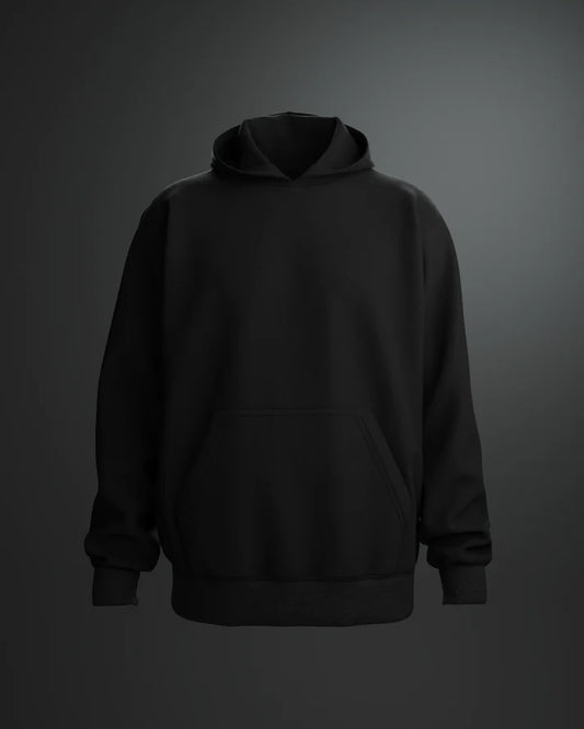 BLACK OVERSIZED COTTON FLEECE HOODIE