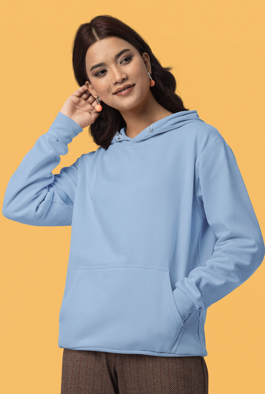 SEA BLUE OVERSIZED COTTON FLEECE HOODIE