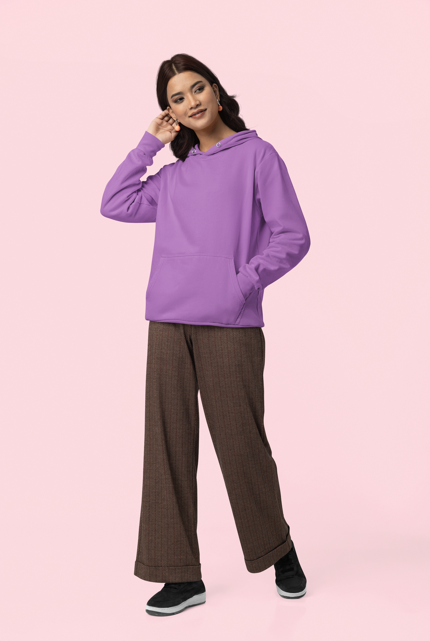 MAUVE OVERSIZED COTTON FLEECE HOODIE